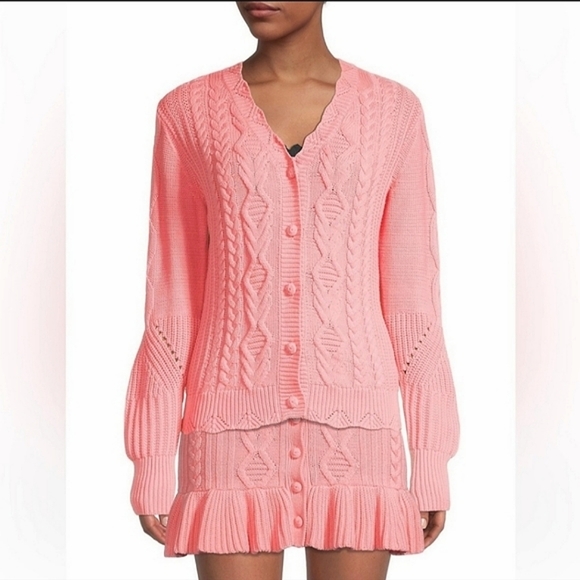 LoveShackFancy Sweaters - LoveShackFancy Anselma Cable Knit Cardigan Gabella Mini Skirt COMPLETE SET